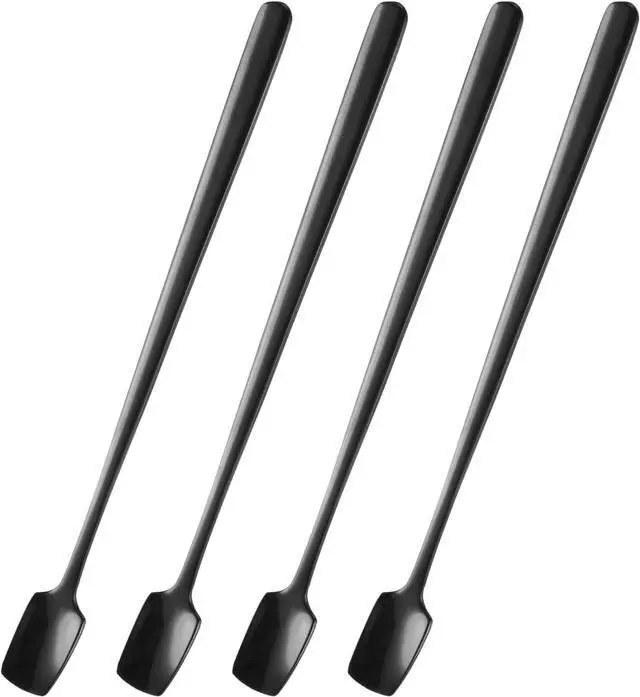 Main image of uxcell 4pcs Square Espresso Spoons 6.9 Inches 18/8 Stainless Steel Small Square Coffee Spoon Long Handle Tea Spoons for Tea Coffee Stirring Dessert Ice Cream Sugar Cake, Black