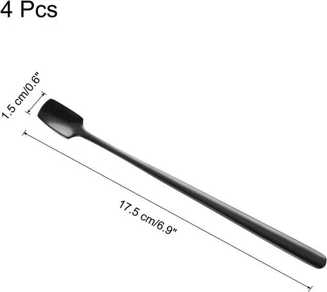 Alt view image 2 of 5 - uxcell 4pcs Square Espresso Spoons 6.9 Inches 18/8 Stainless Steel Small Square Coffee Spoon Long Handle Tea Spoons for Tea Coffee Stirring Dessert Ice Cream Sugar Cake, Black