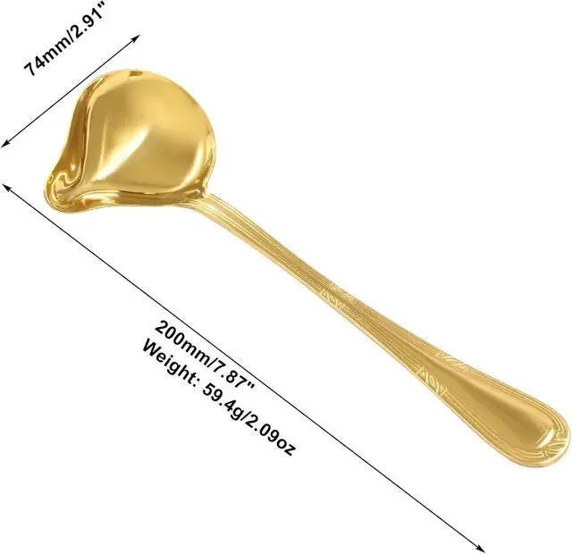 Alt view image 2 of 5 - 2 Pcs Stainless Steel Sauce Ladle with Pouring Spout, Gold | Long Handle, Soup Ladle, Gravy Ladle, Sauce Drizzle Spoon