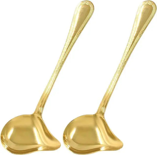 Alt view image 5 of 5 - 2 Pcs Stainless Steel Sauce Ladle with Pouring Spout, Gold | Long Handle, Soup Ladle, Gravy Ladle, Sauce Drizzle Spoon