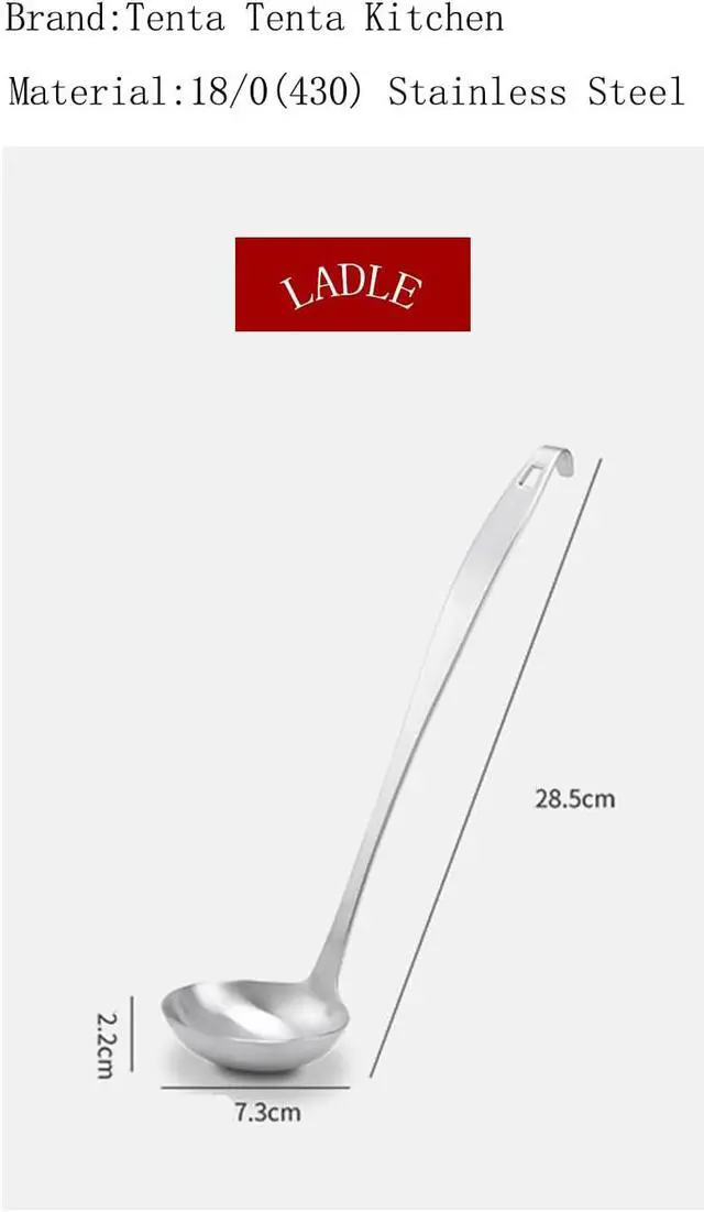 Alt view image 2 of 7 - Tenta Kitchen 2oz/56ml Stainless Steel Small Soup Ladle Spoon,10.8x 3 Stainless Steel One-piece Professional Ladle With Hook And Hole For Convenient Hanging