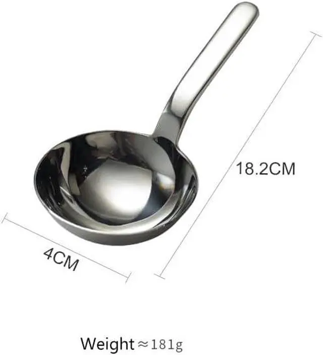 Alt view image 2 of 5 - Heavy Duty Big Spoon Mirror Polished Asian Soup Spoons (Short Handle),Premium Food Grade 18/10 Stainless Steel Spoons,Durable Metal Spoons,Serving Spoon,Tablespoon,7 Inches, 18.2cm, Silver