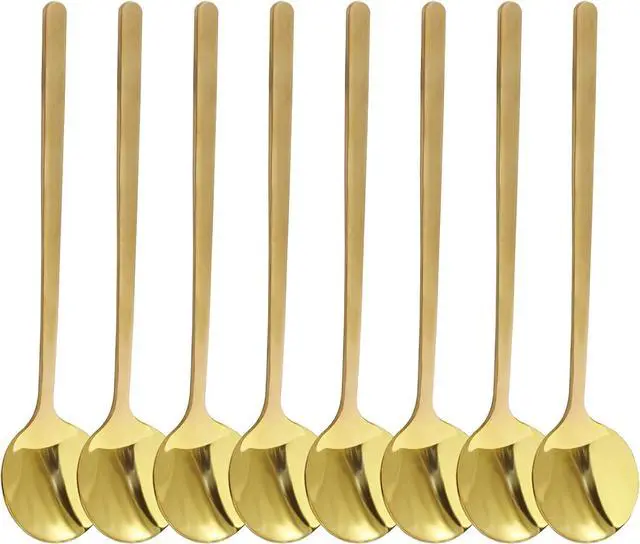 Main image of Demitasse Espresso Spoons, 8Pcs Gold, 5.3inch, Stainless Steel | Mini Tea Spoons, For Coffee Sugar Dessert Cake Ice Cream Soup Antipasto Cappuccino