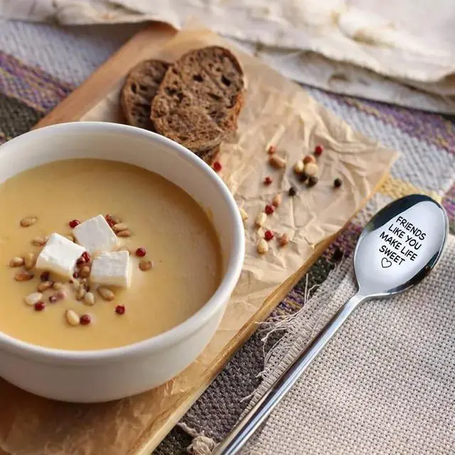 Alt view image 6 of 6 - Friends Like You Make Life Sweet Engraved Stainless Steel Spoon, Cute Love Heart Engraved Spoons for Having Coffee Tea, Christmas Birthday Gifts for Coffee Tea Lover Friends Family Bestie