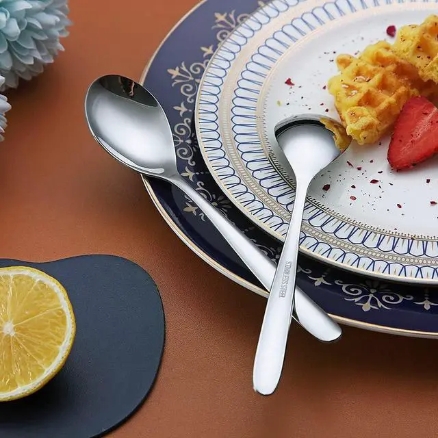 Alt view image 5 of 7 - Teaspoons, 6 Piece Spoons Silverware, Stainless Steel Small Spoons, Tea Spoons for Home, Kitchen or Restaurant, Dishwasher Safe (Silver-6.6 Inches)