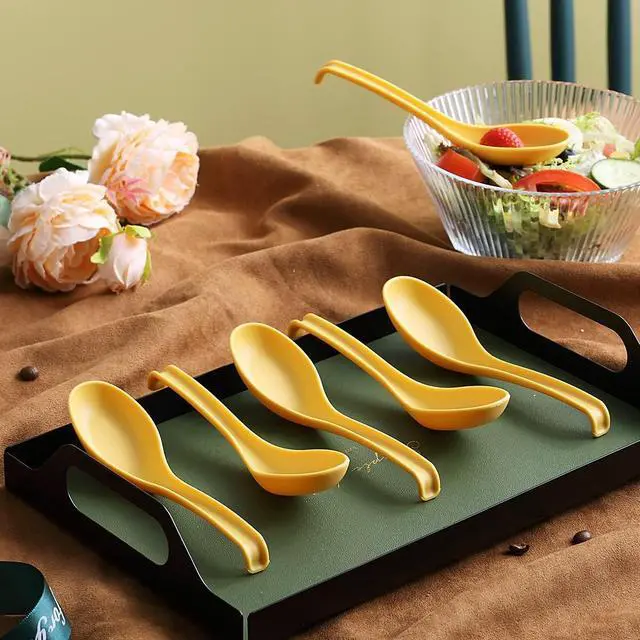 Alt view image 2 of 7 - Evanda Soup Spoon, ECO Friendly Dinner Spoon,Made of Food Grade PP, BPA Free,Easy Clean,Dishwasher Safe Set of 12(Gold Yellow)