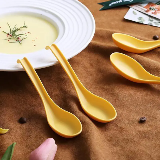 Alt view image 5 of 7 - Evanda Soup Spoon, ECO Friendly Dinner Spoon,Made of Food Grade PP, BPA Free,Easy Clean,Dishwasher Safe Set of 12(Gold Yellow)