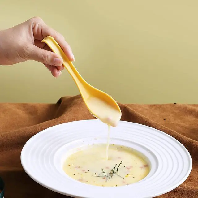 Alt view image 6 of 7 - Evanda Soup Spoon, ECO Friendly Dinner Spoon,Made of Food Grade PP, BPA Free,Easy Clean,Dishwasher Safe Set of 12(Gold Yellow)