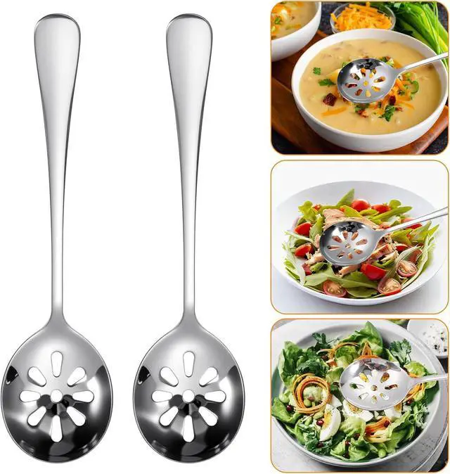 Alt view image 4 of 7 - Slotted Spoon, Slotted Spoons for Soups Dips Cereals(10 Holes) | Stainless Steel, for Cooking, Serving Spoons, Strainer Spoon, for Buffets, Restaurants, Kitchens