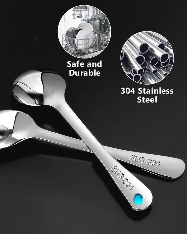 Alt view image 4 of 7 - 6PCS Tiny Spoons Upgraded Larger Size 3.56 inch - Mini Stainless Steel Spoons for Salt Jars Spice Jars, SUS 304 Food Grade Seasoning Spoon for Powder Spices, Pepper, Sugar, Coffee