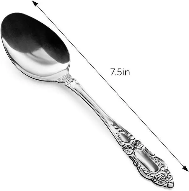 Alt view image 2 of 6 - DecorRack 12 pieces Dinner Spoons, Food Grade Stainless Steel Spoons, 7.5 inches, Flatware for Home, Restaurant, Dishwasher Safe. (12 Pack)