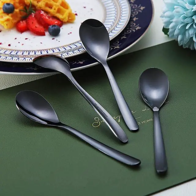 Alt view image 4 of 7 - Black Demitasse Espresso Spoons, 5.5'' Mini Coffee Spoons, Set of 6, Stainless Steel, Dishwasher Safe