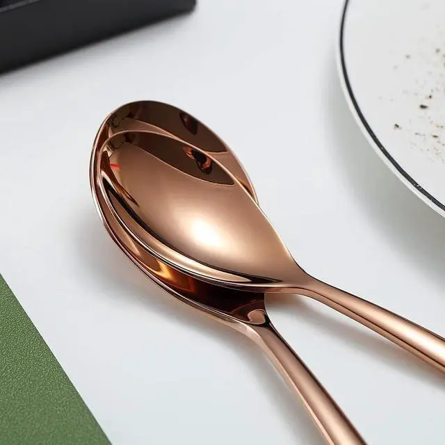 Alt view image 6 of 7 - Copper Dinner Spoons 6 Piece, 8.1'' Stainless Steel Tablespoons, Soup Spoons, Dessert Spoons, Spoons Silverware for Home, Kitchen or Restauran,Dishwasher Safe