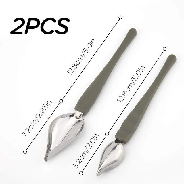 Alt view image 2 of 6 - LUTER 2Pcs Precision Culinary Drawing Drizzle Spoon, Stainless Steel Saucier Drizzling Spoon with Tapered Spout Chocolate Dipping Sauce Drizzler Chef Plating Tool for Cake Dessert Decorating (2 Sizes)