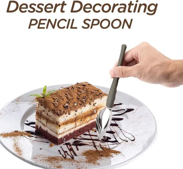 Alt view image 4 of 6 - LUTER 2Pcs Precision Culinary Drawing Drizzle Spoon, Stainless Steel Saucier Drizzling Spoon with Tapered Spout Chocolate Dipping Sauce Drizzler Chef Plating Tool for Cake Dessert Decorating (2 Sizes)
