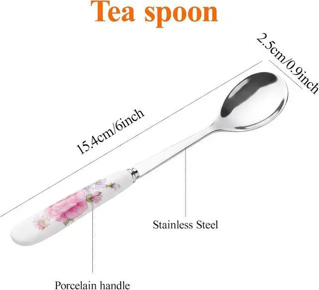 Alt view image 3 of 7 - YOLIFE 6 Pcs Teaspoons, 6 Inch Multicolored Tea Spoons | Stainless Steel with Ceramic Handle Coffee Spoons, Small Ivory Vintage Tea Spoons for Dessert, Sugar, Tea Party