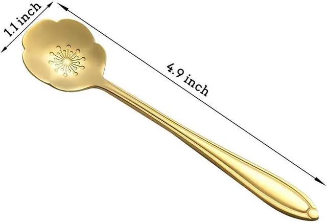 Alt view image 2 of 7 - AnSaw 8 Piece Flower Scoop Set, 4.9" Gold Mini Coffee Spoons | Stainless Steel Reusable Tea Scoops Cake Spoon Set for Tea Parties