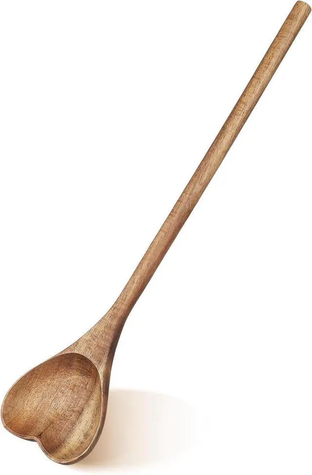 Main image of UPKOCH Heart Shaped Wood Spoon - Long Handle Love Spoon for Appetizer, Serving, Mixing - Kitchen Utensil for Charcuterie, Coffee - Unique Valentine's Day, Mother's Day, Housewarming Gift