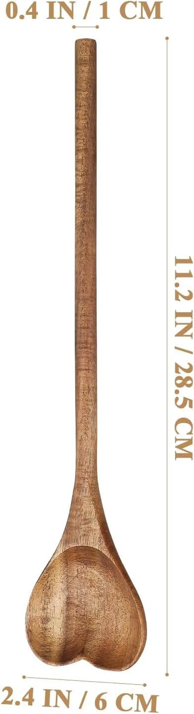 Alt view image 4 of 7 - UPKOCH Heart Shaped Wood Spoon - Long Handle Love Spoon for Appetizer, Serving, Mixing - Kitchen Utensil for Charcuterie, Coffee - Unique Valentine's Day, Mother's Day, Housewarming Gift