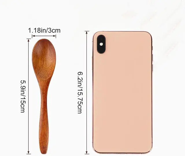 Alt view image 2 of 5 - 6 Pack Small Wooden Spoons, 5.8 Inch Oval Spoons for Honey, Wood Table Spoons for Stirring Coffee and Tea