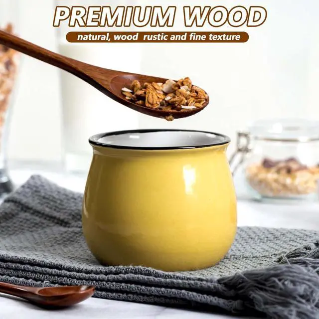 Alt view image 3 of 7 - 2Pcs Wooden Spoons for Eating, Ymapinc Small Mixing Stirring Wooden Spoon for Honey Jam Spoons Tablespoon Utensils for Cooking Mixing Stirring Soda Coffee,Home Table Spoon 9Inch