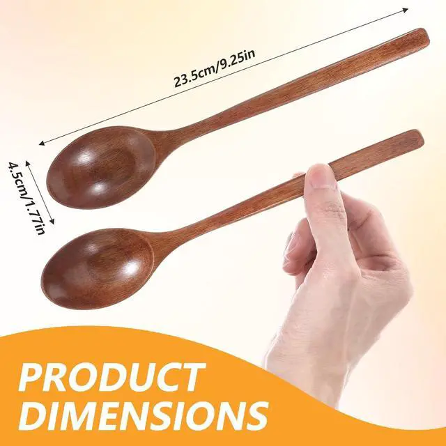 Alt view image 2 of 7 - 2Pcs Wooden Spoons for Eating, Ymapinc Small Mixing Stirring Wooden Spoon for Honey Jam Spoons Tablespoon Utensils for Cooking Mixing Stirring Soda Coffee,Home Table Spoon 9Inch