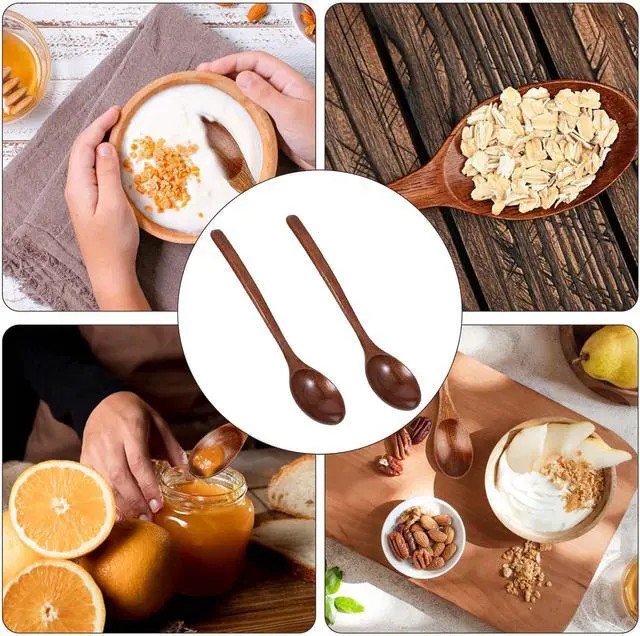 Alt view image 7 of 7 - 2Pcs Wooden Spoons for Eating, Ymapinc Small Mixing Stirring Wooden Spoon for Honey Jam Spoons Tablespoon Utensils for Cooking Mixing Stirring Soda Coffee,Home Table Spoon 9Inch