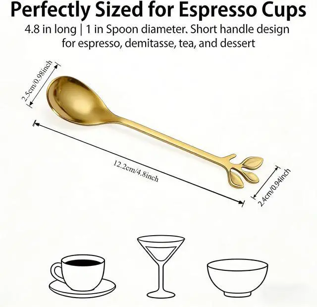 Alt view image 2 of 7 - 4 Pack Coffee Spoons 4.8" Stirring Dessert Iced Tea Stainless Steel Spoons | Small Stirring Spoon Set,12.2cm Mini Size Fits Espresso Cups, Stir Coffee Tea Cocktail Dessert,for Home Cafe Office
