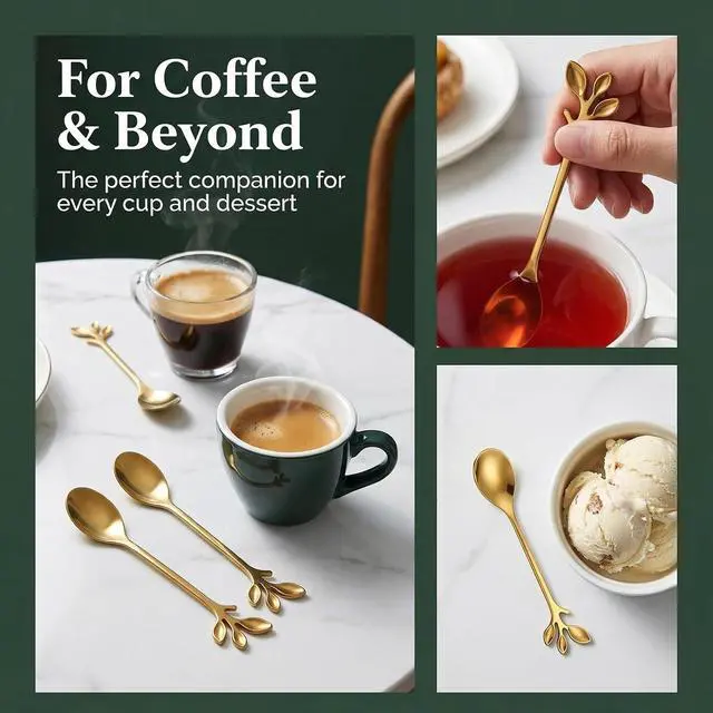 Alt view image 4 of 7 - 4 Pack Coffee Spoons 4.8" Stirring Dessert Iced Tea Stainless Steel Spoons | Small Stirring Spoon Set,12.2cm Mini Size Fits Espresso Cups, Stir Coffee Tea Cocktail Dessert,for Home Cafe Office
