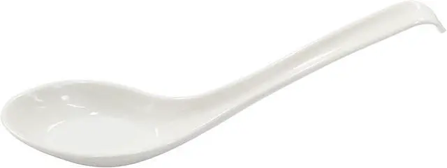 Alt view image 3 of 5 - Asian Soup Spoons, 2PCS, White Melamine | Chinese Japanese Miso Ramen, Wonton Dumpling Pho, Rice Noodle Soba
