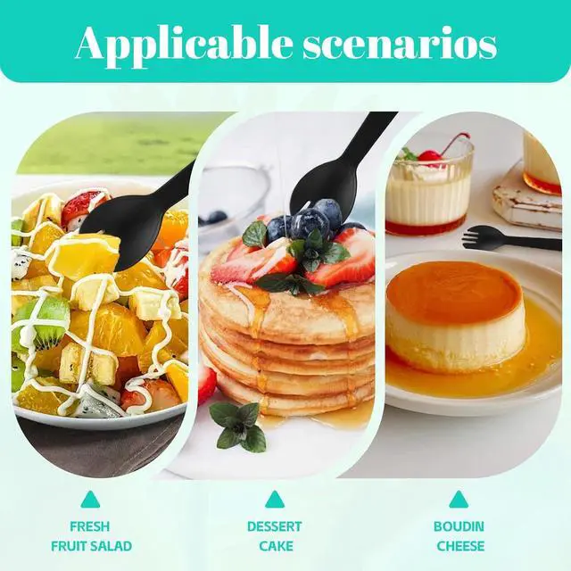 Alt view image 6 of 6 - 100Pcs Mini Plastic Sporks Individually Wrapped, 4.2Inch Black Disposable Spoon Fork Utensils Combo for Kids Parties, Office Snacks, Catering, Restaurants & To-Go Use