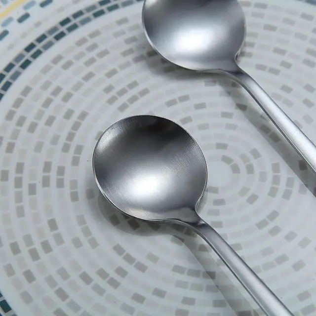 Alt view image 6 of 7 - Matt Silver 6 Piece Stainless Steel Tablespoons, Soup & Dessert Spoons - 8.1 Inch, Dishwasher Safe