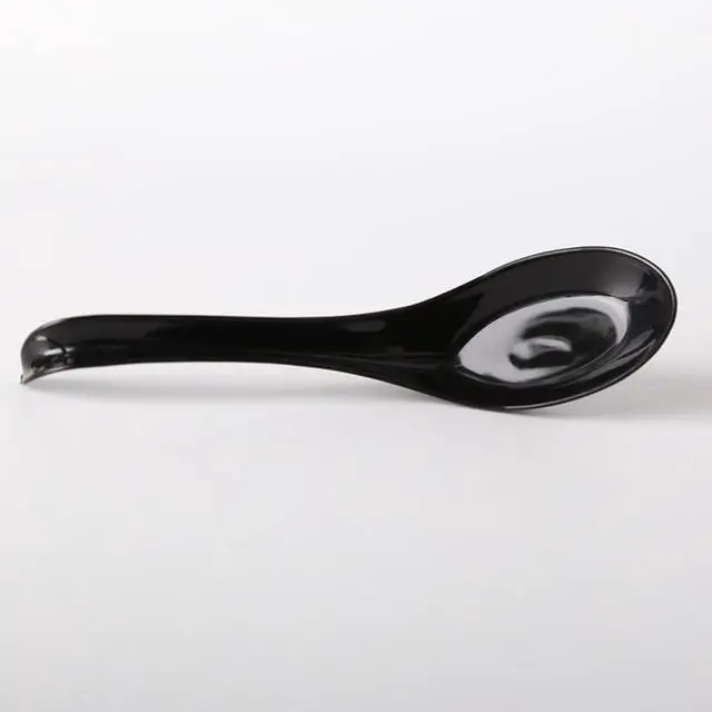 Alt view image 4 of 5 - 2 PCS Black Asian Soup Spoons | Melamine, Chinese Japanese Soup Spoon, Miso Ramen Spoon, Pho Spoons