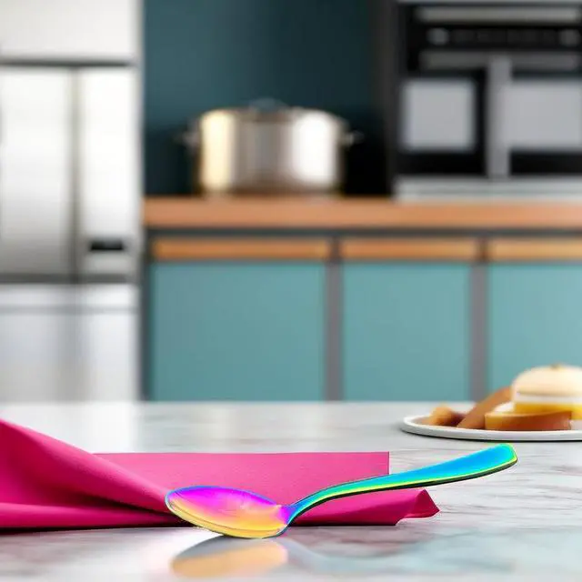 Alt view image 7 of 7 - Rainbow Teaspoon Set of 6, 6 inches Mini Stainless Steel Silverware Dessert Spoons Espresso Spoons for Home, Kitchen, Restaurant, Mirror Finish and Dishwasher Safe