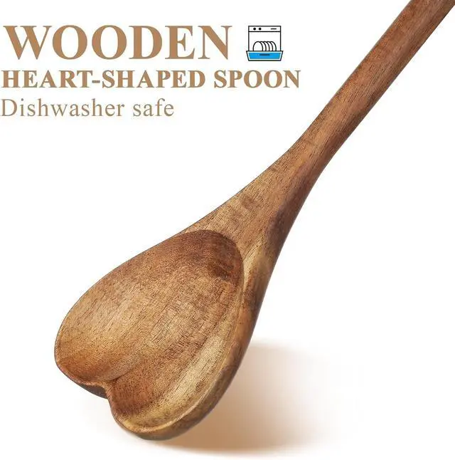 Alt view image 3 of 7 - UPKOCH Heart Shaped Wood Spoon - Long Handle Love Spoon for Appetizer, Serving, Mixing - Kitchen Utensil for Charcuterie, Coffee - Unique Valentine's Day, Mother's Day, Housewarming Gift