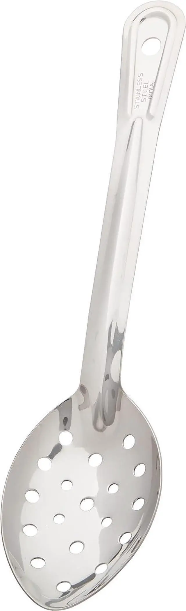 Main image of Winco 11" Stainless Steel Basting Spoon, Perforated | Dishwasher safe, Drains excess liquid from foods, Heavy-duty, Long handle for serving, Great for Cooking and Food Preparation
