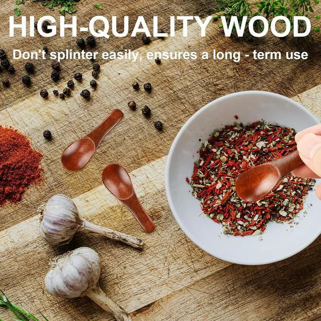 Alt view image 4 of 6 - 6 Pcs Small Wooden Spoons 2.36in Mini Spoon for Salt Spice Jars Ice Cream Honey Coffee Tea Sugar Sauces Jam Mustard Cooking Wood Tiny Eating Teaspoon