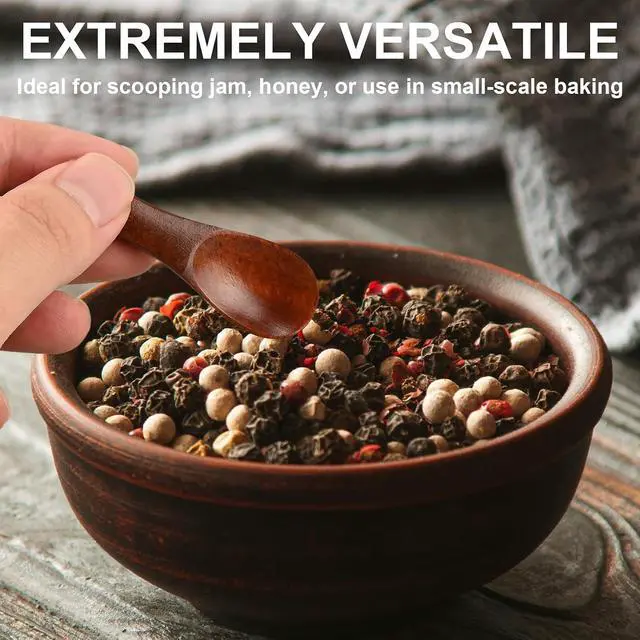 Alt view image 6 of 6 - 6 Pcs Small Wooden Spoons 2.36in Mini Spoon for Salt Spice Jars Ice Cream Honey Coffee Tea Sugar Sauces Jam Mustard Cooking Wood Tiny Eating Teaspoon