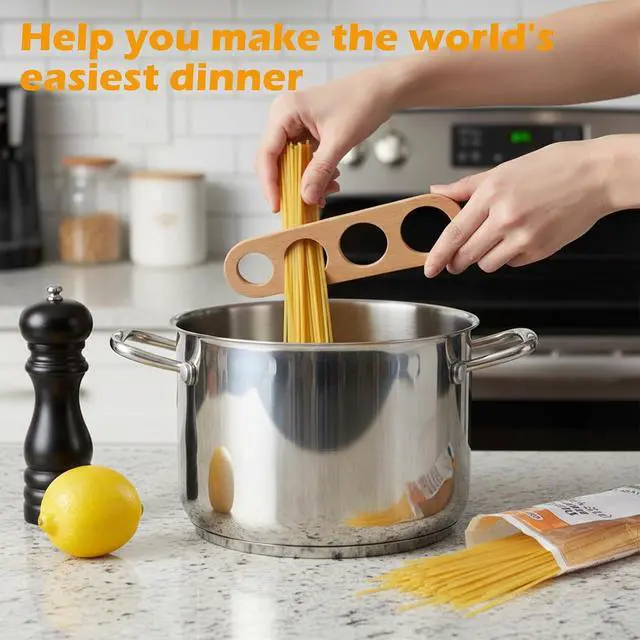 Alt view image 4 of 7 - Pasta Measuring Tool, Wood Spaghetti Measurer Tool with 4 Holes | Quick Spaghetti Measuring Tools, for Quick & Mess-Free Cooking