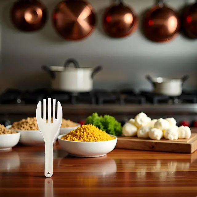 Alt view image 4 of 5 - White Jumbo Large Plastic Rice Paddle Spatula Scoop Fork-Like, 10.63" (27 cm) Long, Rice and Potato Servers, Serving Spoons