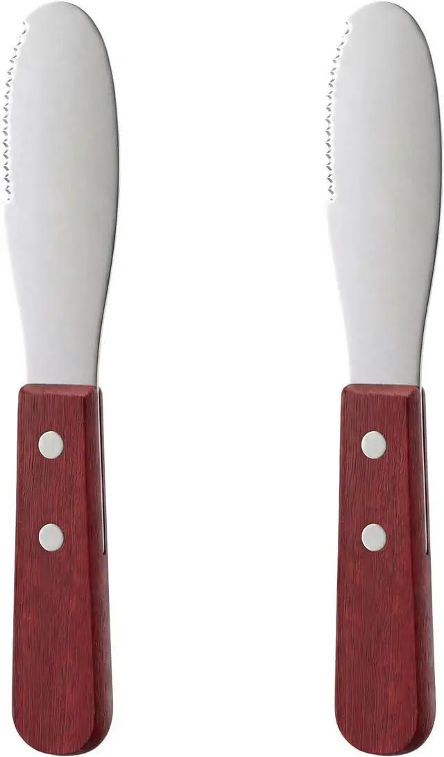 Main image of Butter Spreader Knife, 2 PCS Cheese Knives Stainless Steel Sandwich Knife Butter Knives Spreader Set with Wood Handle for Sandwich Cream Toast Appetizers Serving Party Supplies