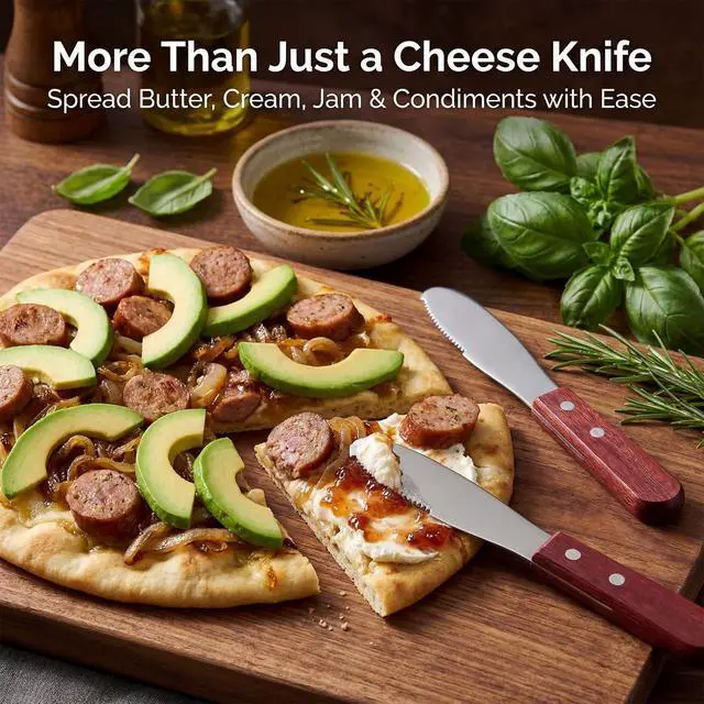 Alt view image 4 of 7 - Butter Spreader Knife, 2 PCS Cheese Knives Stainless Steel Sandwich Knife Butter Knives Spreader Set with Wood Handle for Sandwich Cream Toast Appetizers Serving Party Supplies