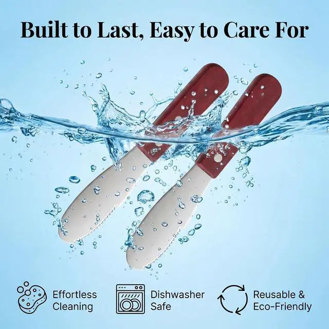 Alt view image 3 of 7 - Butter Spreader Knife, 2 PCS Cheese Knives Stainless Steel Sandwich Knife Butter Knives Spreader Set with Wood Handle for Sandwich Cream Toast Appetizers Serving Party Supplies