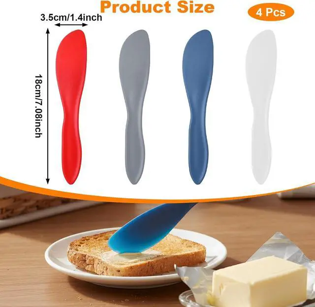 Alt view image 2 of 7 - 4 Pcs Plastic Butter Knife Spreader, Multi Purpose Butter Knife Spreader Versatile Kitchen Frosting Knives Sets Spreaders for Cheese Cream Icing, 7 x 1.4 Inch