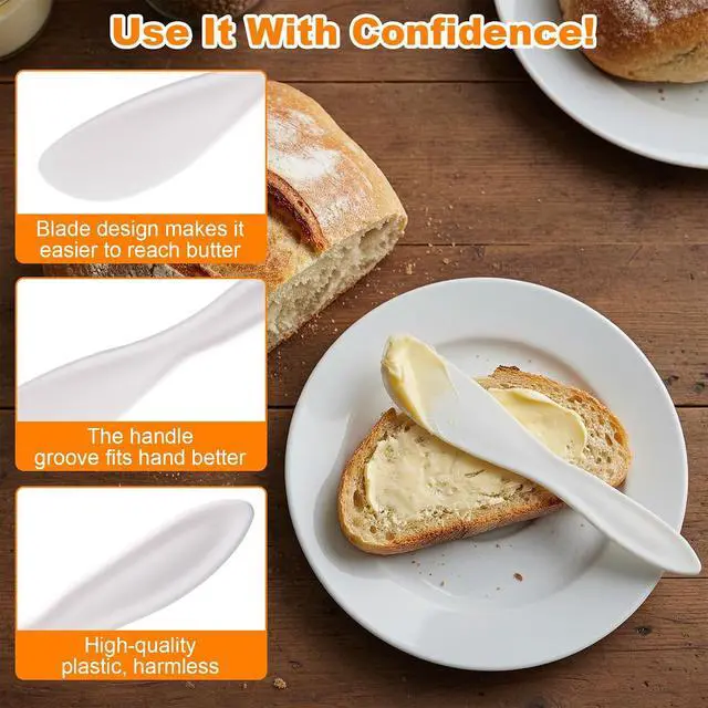 Alt view image 3 of 7 - 4 Pcs Plastic Butter Knife Spreader, Multi Purpose Butter Knife Spreader Versatile Kitchen Frosting Knives Sets Spreaders for Cheese Cream Icing, 7 x 1.4 Inch