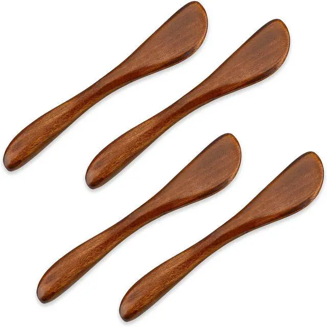 Main image of Hariendny 4Pcs Wooden Butter Knife 6 Inch Jelly Cheese Spreaders Sandwich Spreaders Condiment Knive Wooden Mini Spatulas for Kitchen