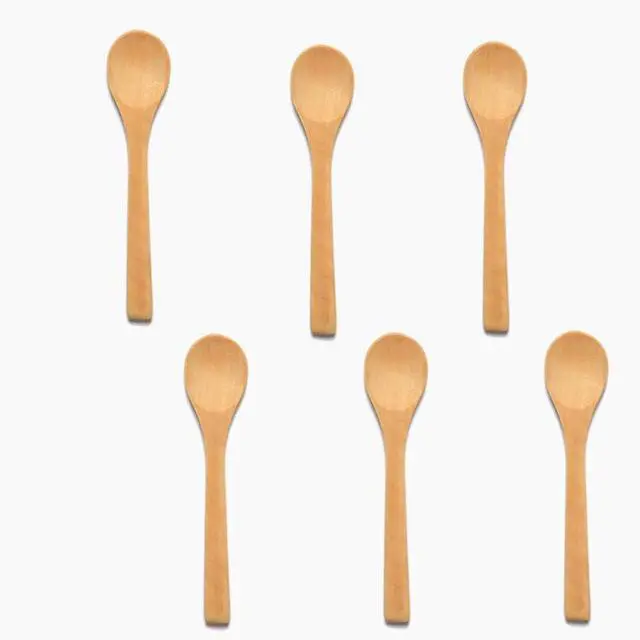 Alt view image 2 of 5 - 6 Pcs Handmade Small Wooden Spoon Honey Teaspoon Seasoning Coffee Tea Sugar Salt Jam Mustard Ice Cream Bamboo Spoons