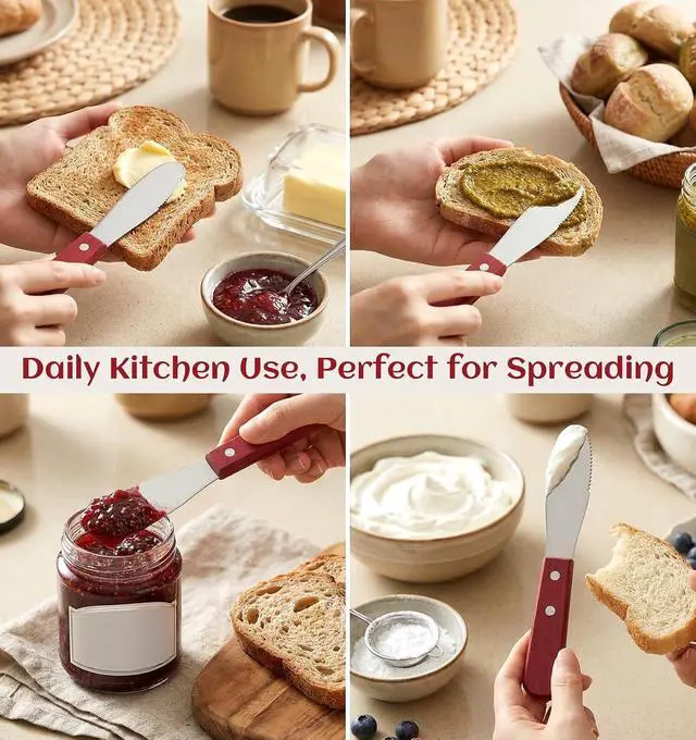 Alt view image 7 of 7 - 2 Pcs Butter Spreader, Stainless Steel Butter Knife Spreader | With Wood Handle for Sandwich & Cream