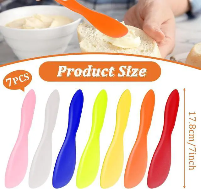 Alt view image 2 of 7 - 7 PCS Plastic Butter Knife Spreader, Multi Purpose Peanut Butter Knife Spreader, Spread Knives for Cheese Cream Icing