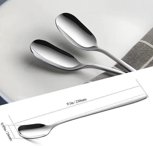 Alt view image 4 of 7 - Long Handle Ice Tea Spoons, 9.1-Inch Stainless Steel Stirring Spoons for Coffee, Ice Cream, Cocktail Mixing and Cold Drinks - Set of 4